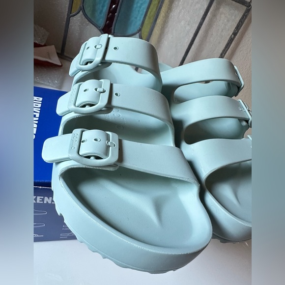 Birkenstock Florida Flex Platform Triple Strap Sandals Surf Green Size 38 (7.5) - Picture 12 of 14